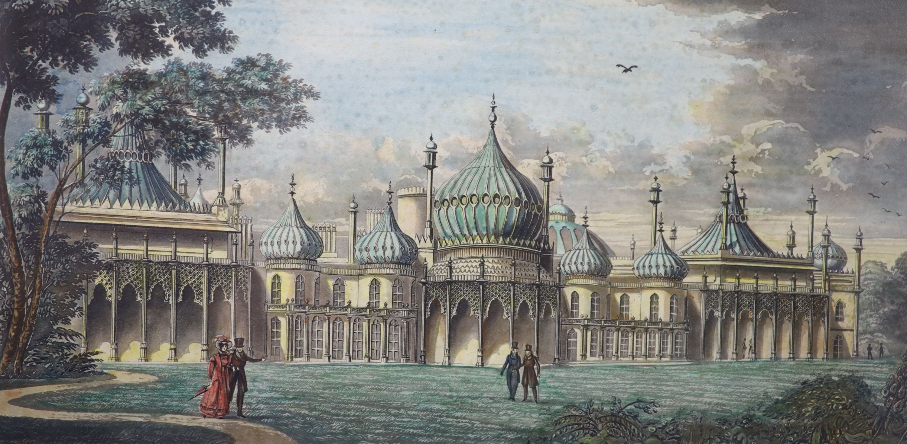 A collection of ten assorted 19th century prints of Brighton including Robins after Prior coloured engraving 'Brighton', 20 x 42cm